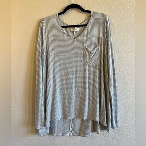 Abercrombie & Fitch - striped long sleeve v neck with front pocket